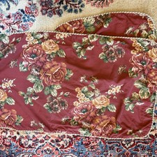 Vintage Pair Red Roses King Shams Floral Jacobean