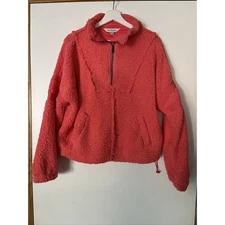 Davi & Dani Women’s Small 1/2 Zip Coral Faux Sherpa Fleece Pullover Jacket SOFT