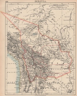 BOLIVIEN.Brasilien/Paraguay Grenzen pre Acre(1899-1903)& Chaco Wars(1932/5) 1906 Karte