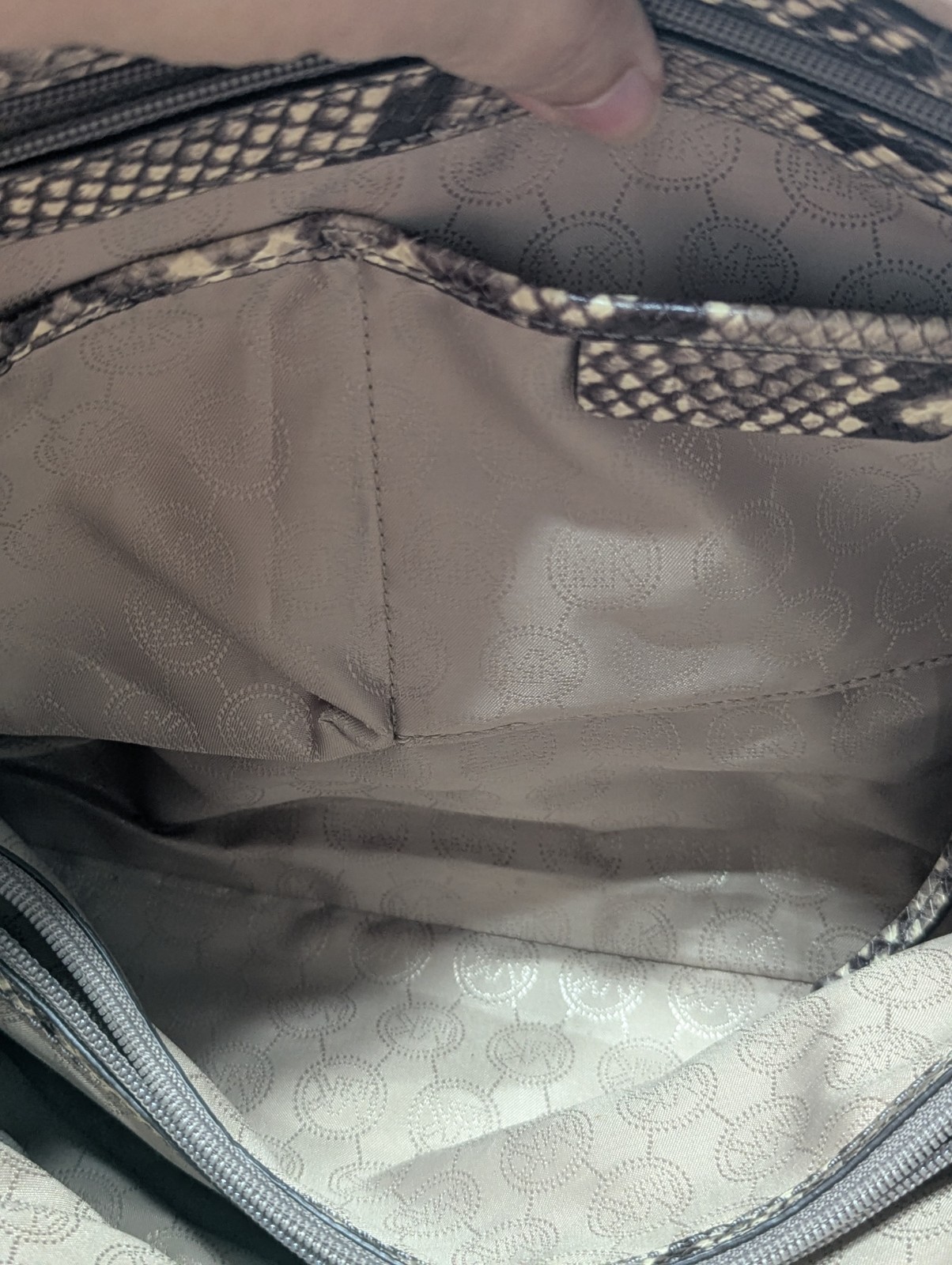 MICHAEL KORS Riley Embossed Python Leather Satche… - image 11