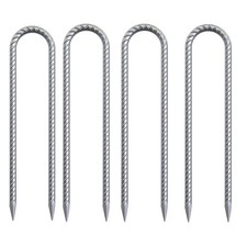 16 Inch Heavy Duty Trampoline Stakes, U Shaped Rebar Ground Anchors for High ...
