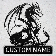 Personalized Dragon Metal Wall Art Custom Name Fantasy Decor for Gift/Home