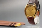 Vintage 1996 [Near MINT] New Batt SEIKO V701-7A10 Gold Mens Qz Watch From JAPAN