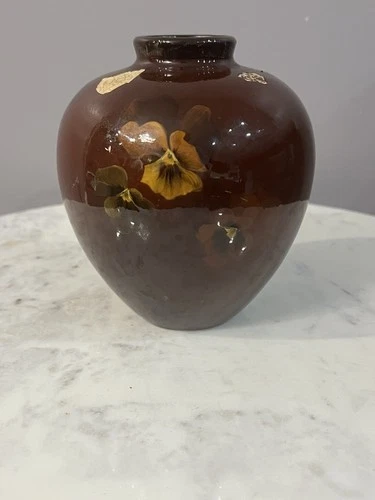 Antique Weller Louwelsa Pottery Glossy Hand Painted Flower 7” (chips On Vase)