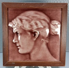 American Encaustic Tile Company Ohio "JOSEPHINE" Framed 6"x6"