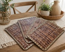Woven Placemats Set of 4 Boho Farmhouse Tan B...