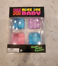 NeeDoh Nice Ice Baby 4 Pack Set Blue Pink Purple Squishy Stress Cubes Toy Fidget