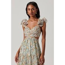 ASTR The Label Fritillaria Maxi Cut Out Dress in Mint Purple small