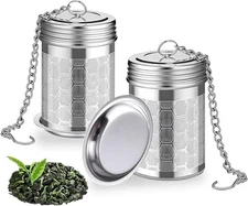 2 Pack Stainless Steel Tea Infusers Extra Fine Mesh Strainers with Drip Trays