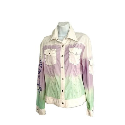 JOYX Western Ombre Snap Button Shirt Jacket with Rhinestones Cotton Blend USA