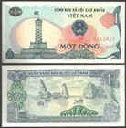 VIETNAM SOCIALIST 1 DONG 1985 UNC PREFIX BB,FLAG TOWER OF HANOI AT LEFT CENTER,S