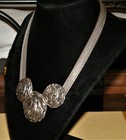 Rare Vtg MAURICE OF HOLLYWOOD STATEMENT NECKLACE Flowers~Foxtail Chain~Marked — photo 4