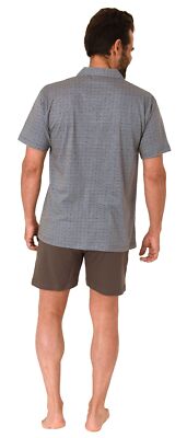 Normann Herren Schlafanzug Kurzarm Shorty - Minimal Print Pyjama Für Warme Nächte