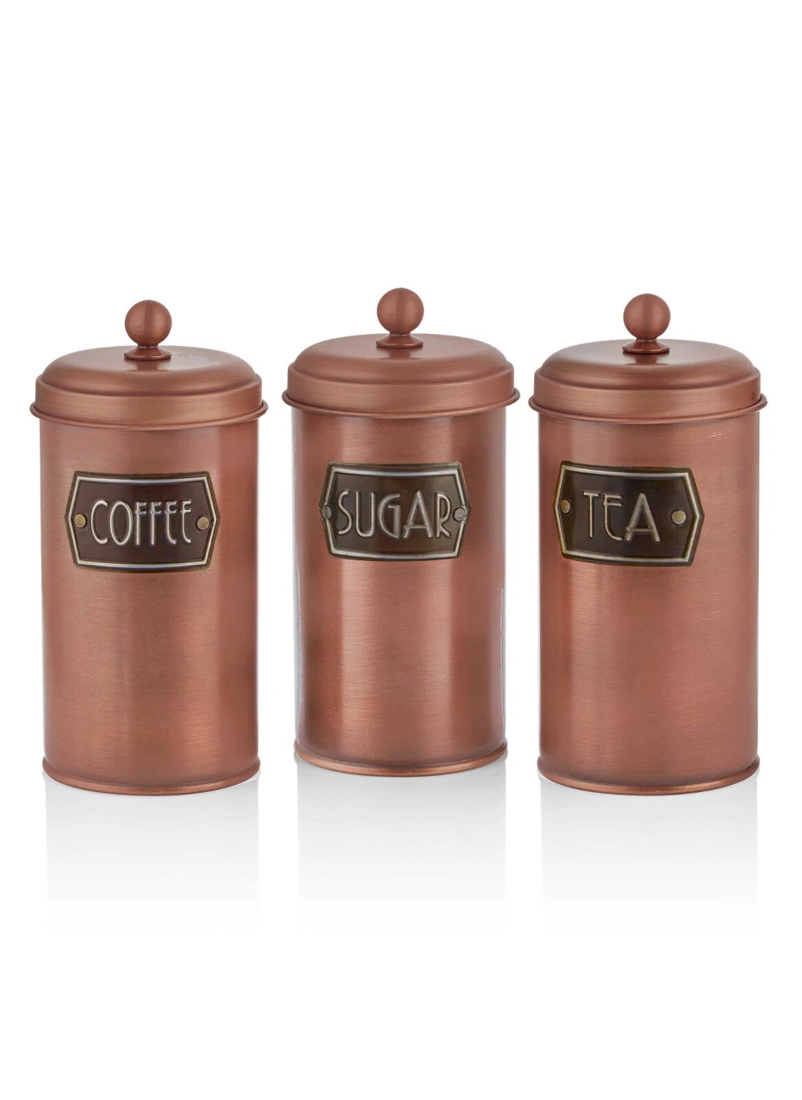 The Mia Copper Coffee, Tea, And Sugar Jar Set - 22 cm (H)