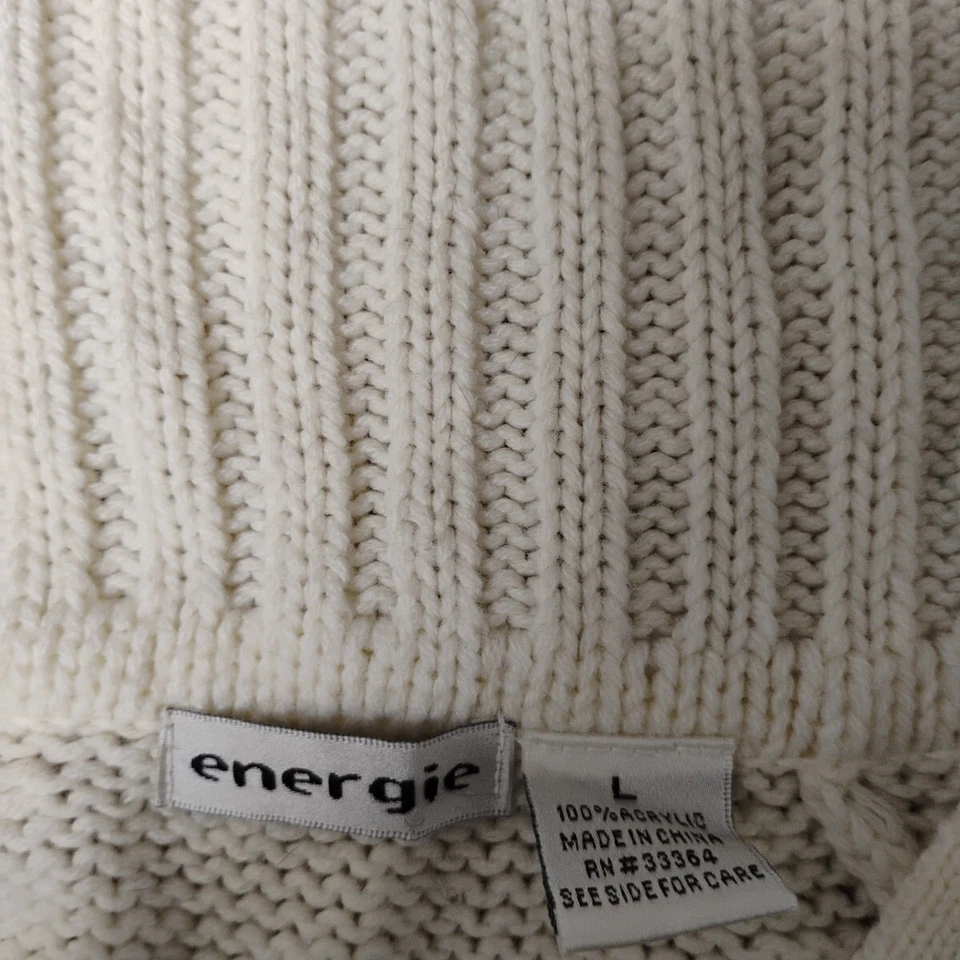 Suéter Vintage Y2K Recortado Cuello en V Energie Crema Talla L Logo Alce Rosa Foto 3 de 4