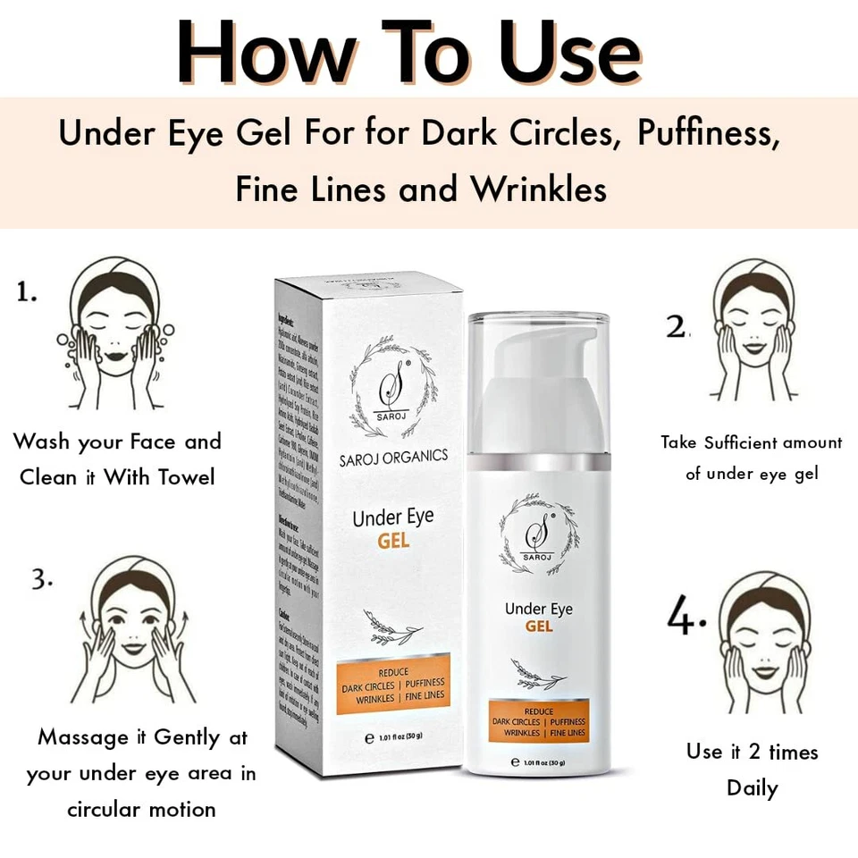 Saroj Organics Under eye gel, 30gm, for dark circles for women and men - Image 2 of 4