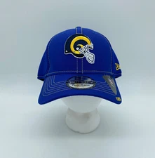New Era 39Thirty Los Angeles Rams NFL Fitted Hat Cap Solid Blue Size L/XL