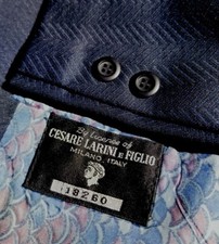 40R 60s 70s Herringbone Chevron Blue Black Glossy Jacket Sport Coat Blazer