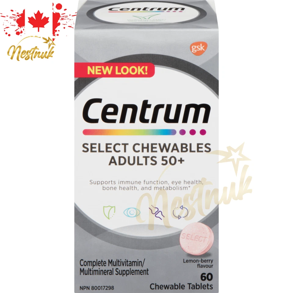Centrum Select Masticables 50+ Multivitamínico | 60 Comprimidos | Canadá | Stock Fresco Foto 2 de 4