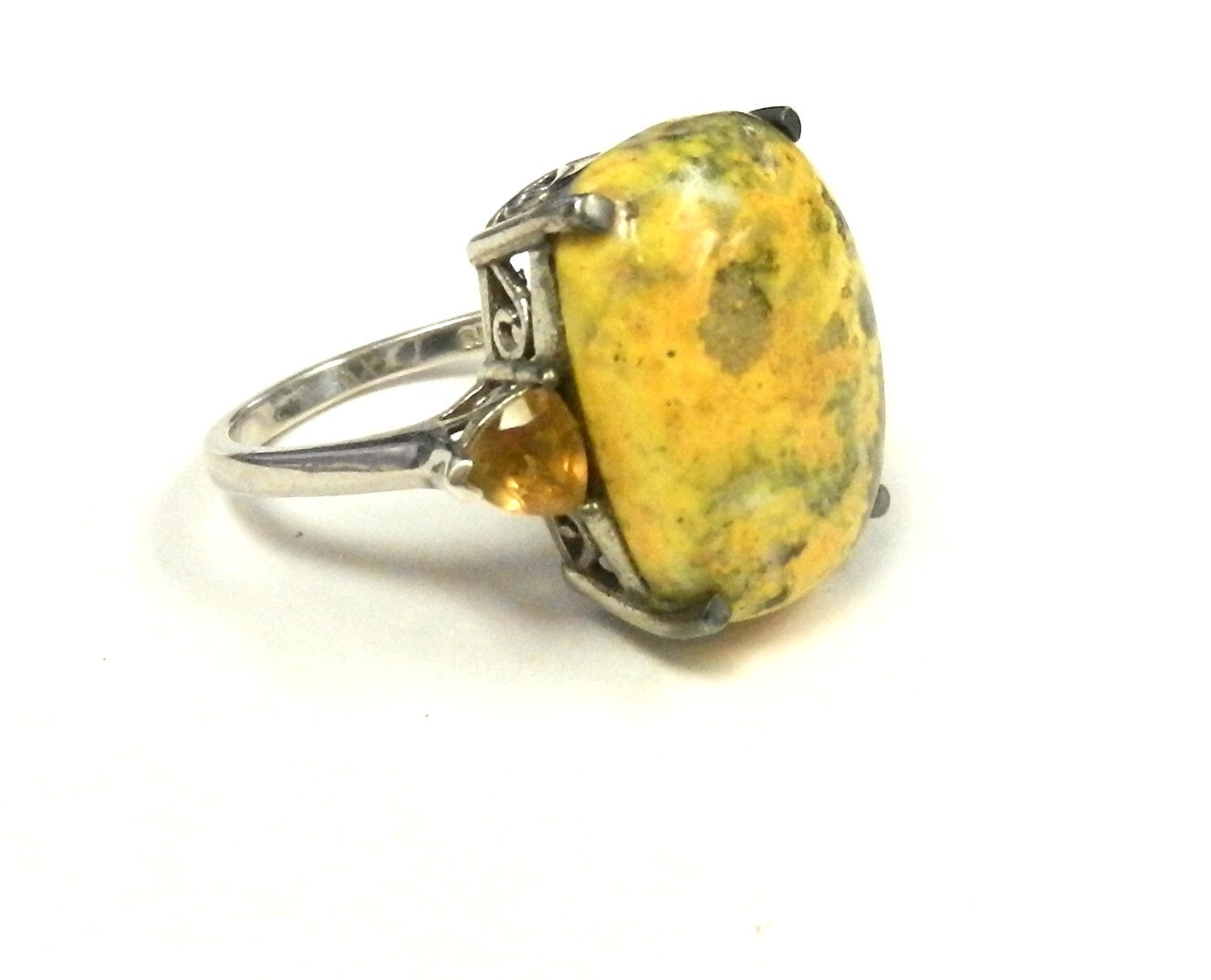 STS Sterling Statement Ring Bright Yellow Serpent… - image 1
