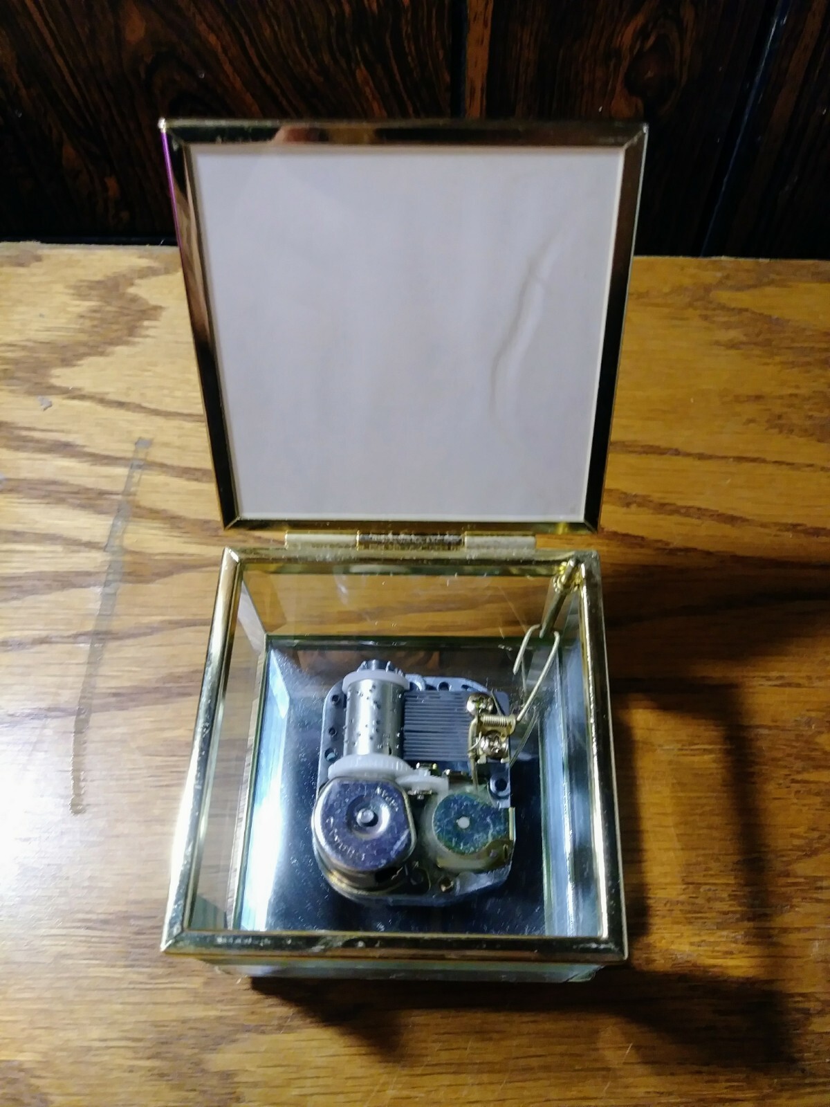 Sankyo Square Beveled Glass Music Box With Lamb Art Works eBay