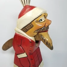 Hand Carved Wood Nutcracker Old Man Santa Claus Red Suit Hat Beard