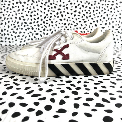 OFF WHITE Men's $330 Low Top White Vulcanized Sneakers sz 36 shoes