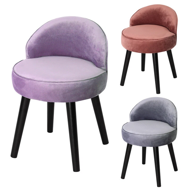 Low Back Dressing Table Stool Bedroom Velvet Upholstered Make Up Vanity Chair