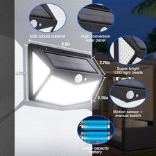 Outdoor LED Solar Wall Lights 212 LED PIR Motion Sensor Security Lamps 4 Pack