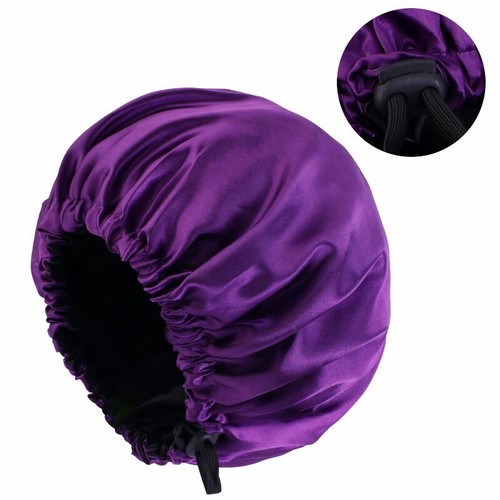 Women Satin Elastic Bonnet Hair Care Sleep Hat Cap Night Head Wrap Adjustable - Picture 8 of 22