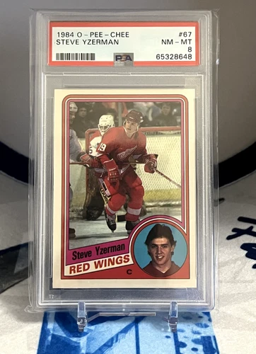 1984-85 O-Pee-Chee OPC Steve Yzerman ROOKIE CARD Red Wings RC #67 PSA 8