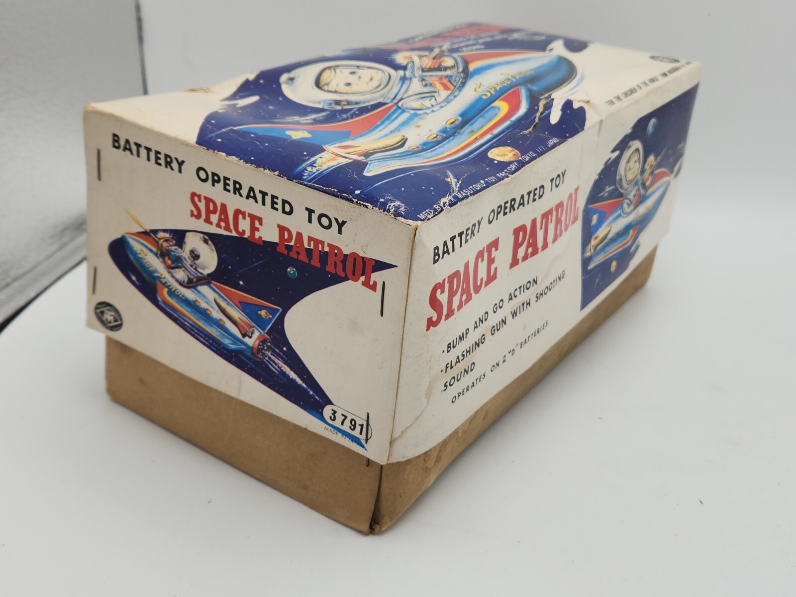 Vintage Modern Toys Space Patrol Battery Operated Tin Toy w/ Original Box *READ*