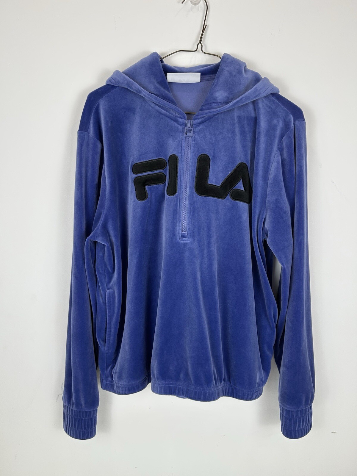 Felpa con cappuccio Fila Y2K velluto donna taglia grande logo sportiva pullover