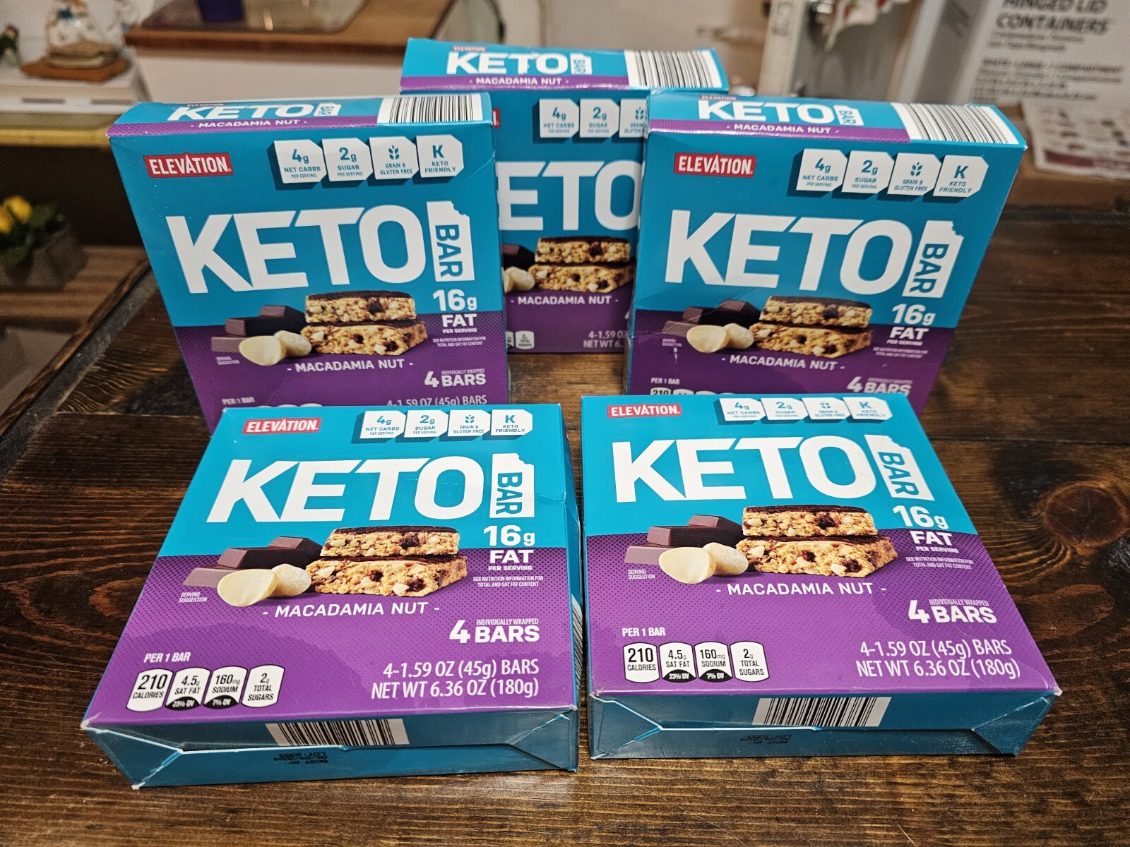 Elevation Lot of 5 Keto Bars Macadamia Box Expires 06/2024 Gluten free