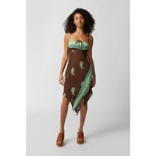 Urban Outfitters Ecote Pacy Paisley Strapless Midi Dress Brown XL