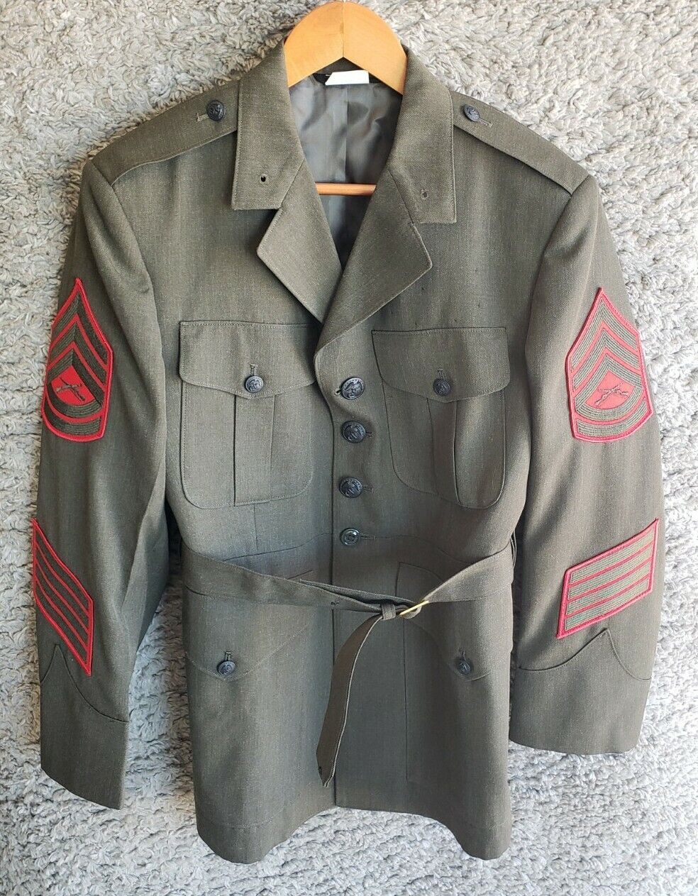 Vintage USMC Marines Coat Jacket size 41S Dark Green 