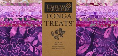 Timeless Treasures Tonga Treats - PANSY - (42) 10'' Batik Fabric Squares
