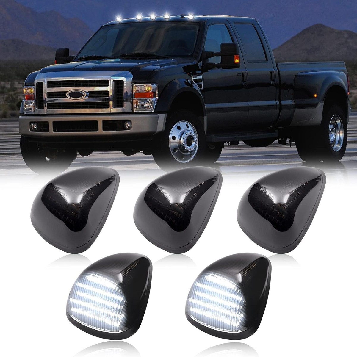 5x Smoke Cab Marker Light Lens 12V T10 168 LED Bulbs Wiring Kit For Ford Truck E - Foto 3