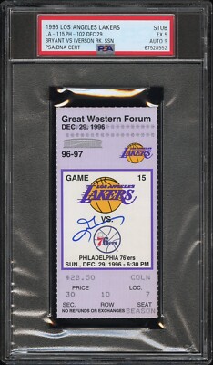 1996 KOBE BRYANT VS ALLEN IVERSON SIGNED ROOKIE TICKET🎟️HIGHEST