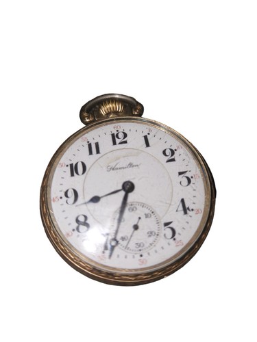 Orologio da taschino 1916 Hamilton Antico Piastra Oro Laminato 10k 992 Railroad 21J - Foto 2 di 9