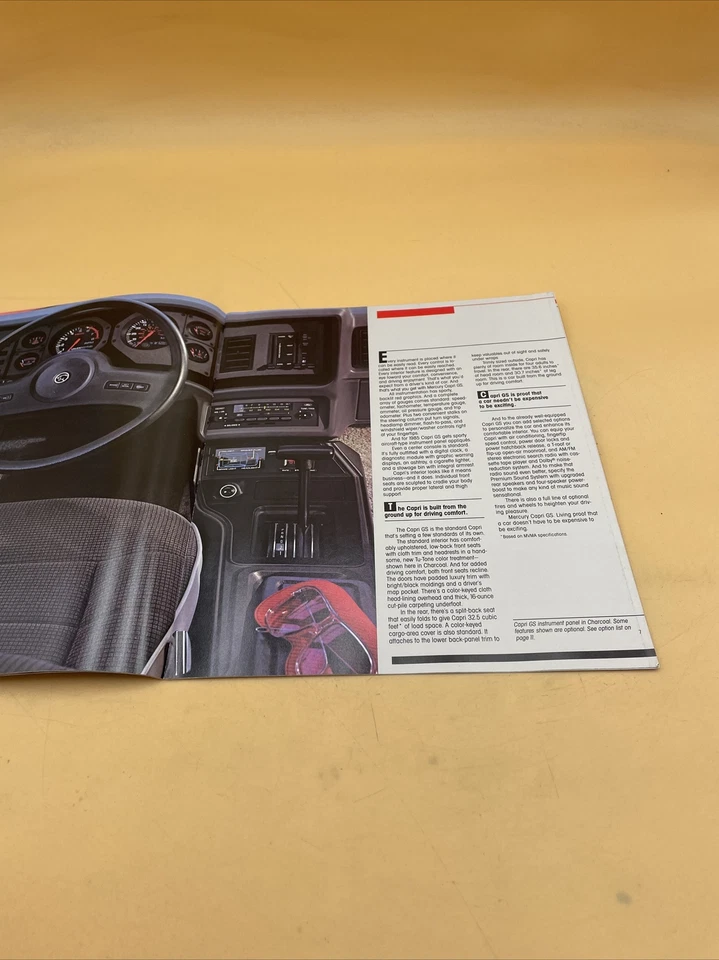 1985 MERMERCURY CAPRI ДИЛЕР ШОУ-РУМ ОРИГИНАЛЬНЫЙ ПРОДАЖИ БРОШЮРА КАТАЛОГ БУКЛЕТ - Изображение 4 из 4