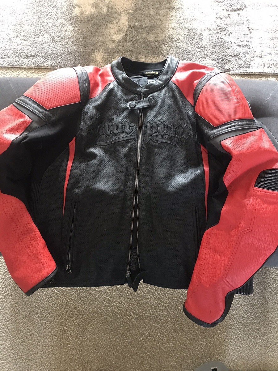 Scorpion Exo Jacket Mens Large Red Black Leather Motorcycle Biker