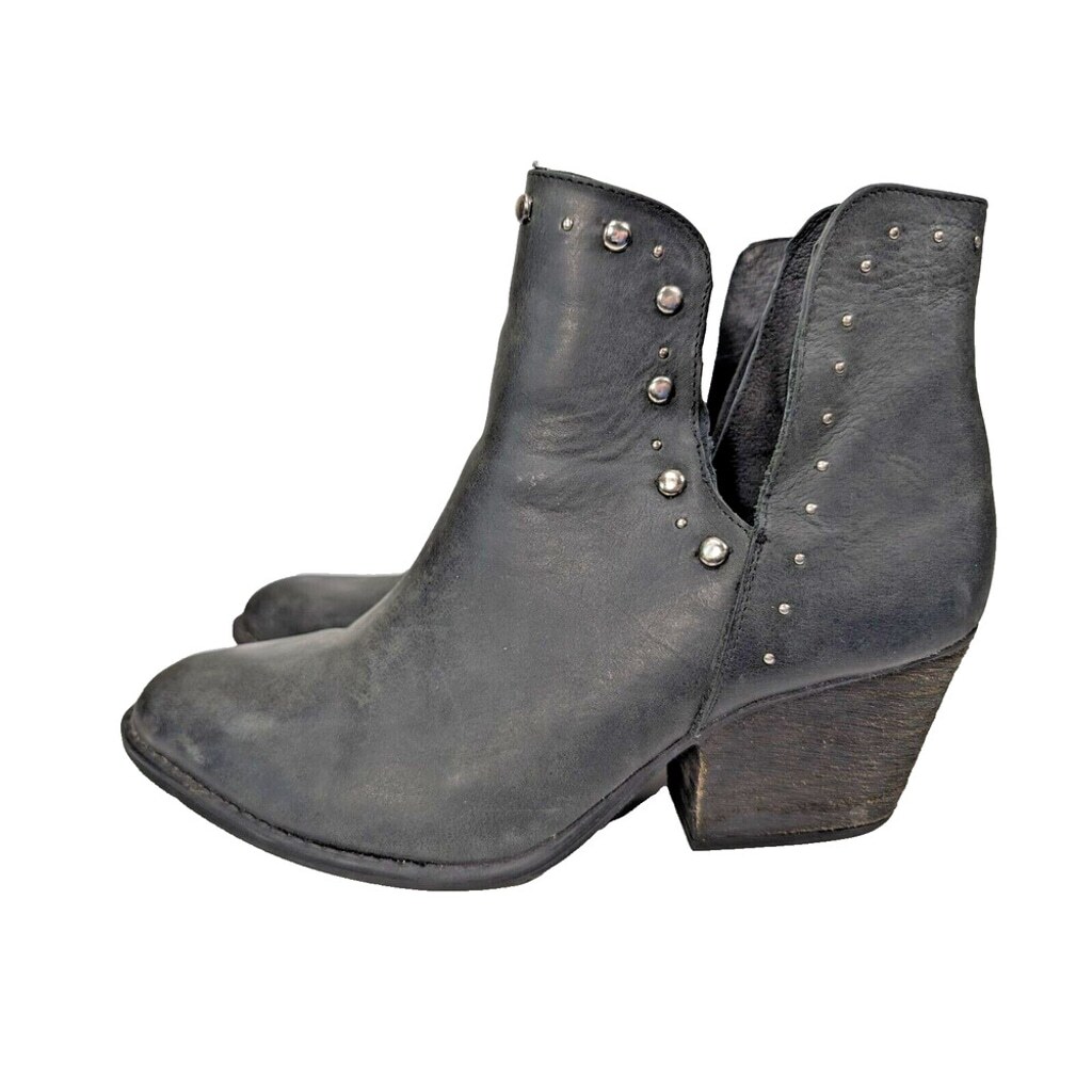 Musse & Cloud Black Aster Cutout Stud Ankle Boot Women Size 10