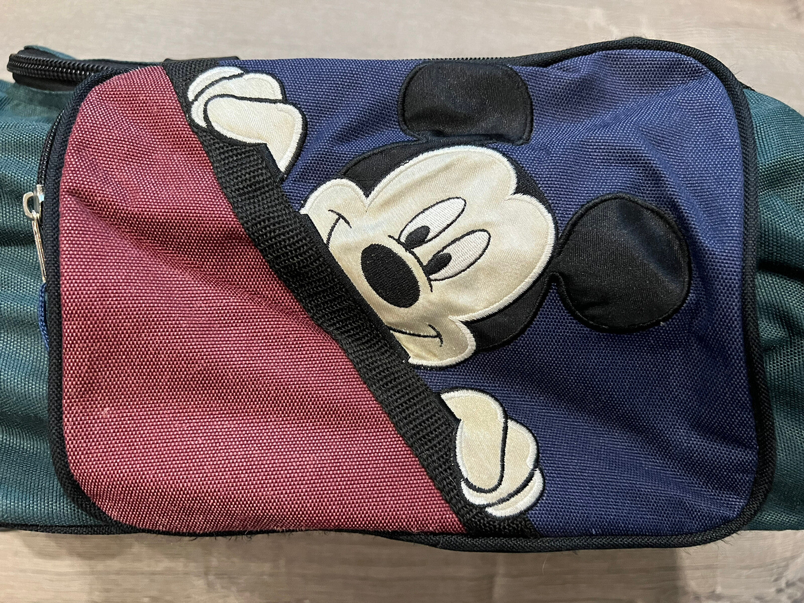 Walt Disney Vintage Green Duffle Roller Bag Carry On Mickey 