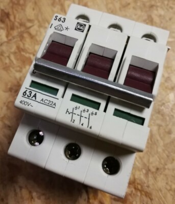 F&G S63 Hauptschalter 63A 3S Schalter Reiheneinbau Lasttrennschalter Felten & Gu