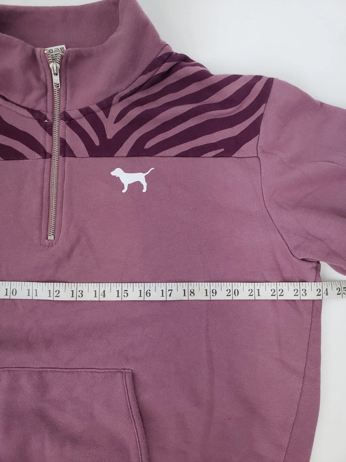 UNDERCOVER Felpa con cappuccio ROSA Victoria Secrets 1 2 zip zebrata manica lunga coulisse pile L Large