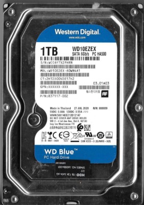 Western Digital WD10EZEX-60WN4A1 1TB Sata Hard Drive S/N