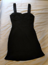 VINTAGE 2000s NANETTE LEPORE LITTLE BLACK DRESS MINI RUCHED TOP SATIN HEM SIZE 2