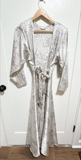 NATORI Empress Robe Size S Black White Satin With Tie /Vintage
