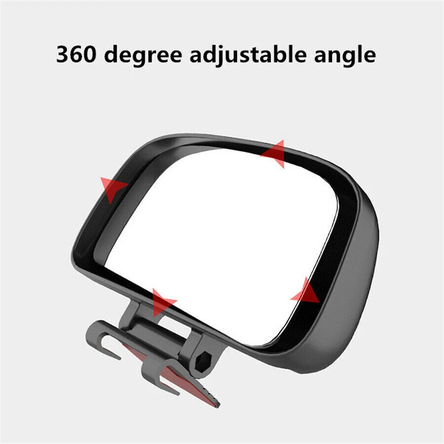 Espejo retrovisor universal de punto ciego con ángulo ajustable negro para coche Foto 3 de 4